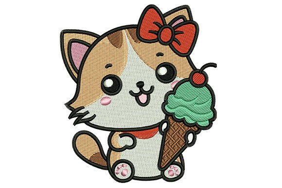 Reviewing the Ice Cream Kitten Embroidery Design for Merch